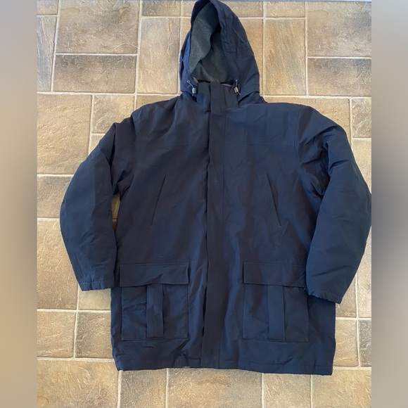 Lands End Squall Hooded Double Zip Fleece Lined Parka Coat Black XXL - Picture 1 of 12